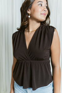 Draped Cross Front Peplum Top