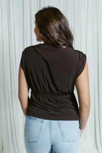 Draped Cross Front Peplum Top