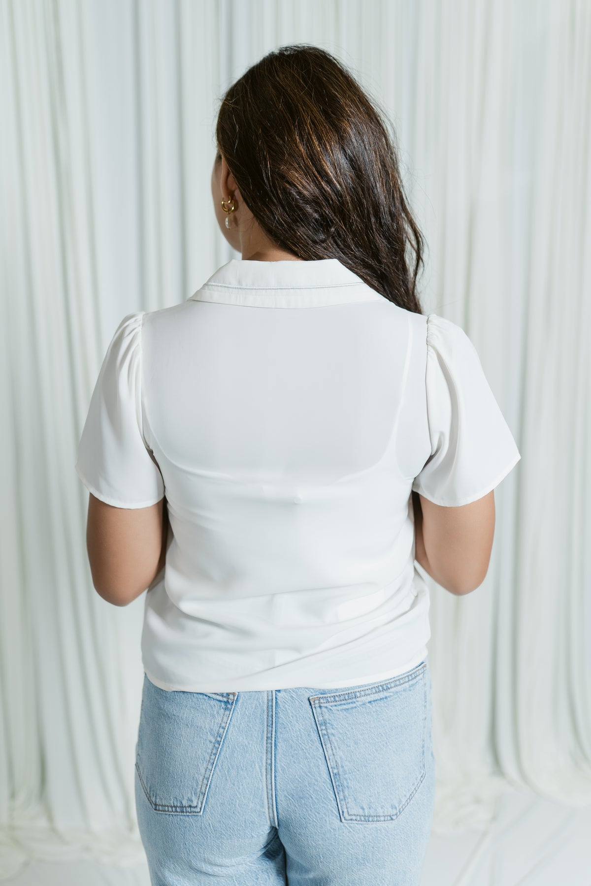Gaia Sailor Collar Short Sleeve Blouse