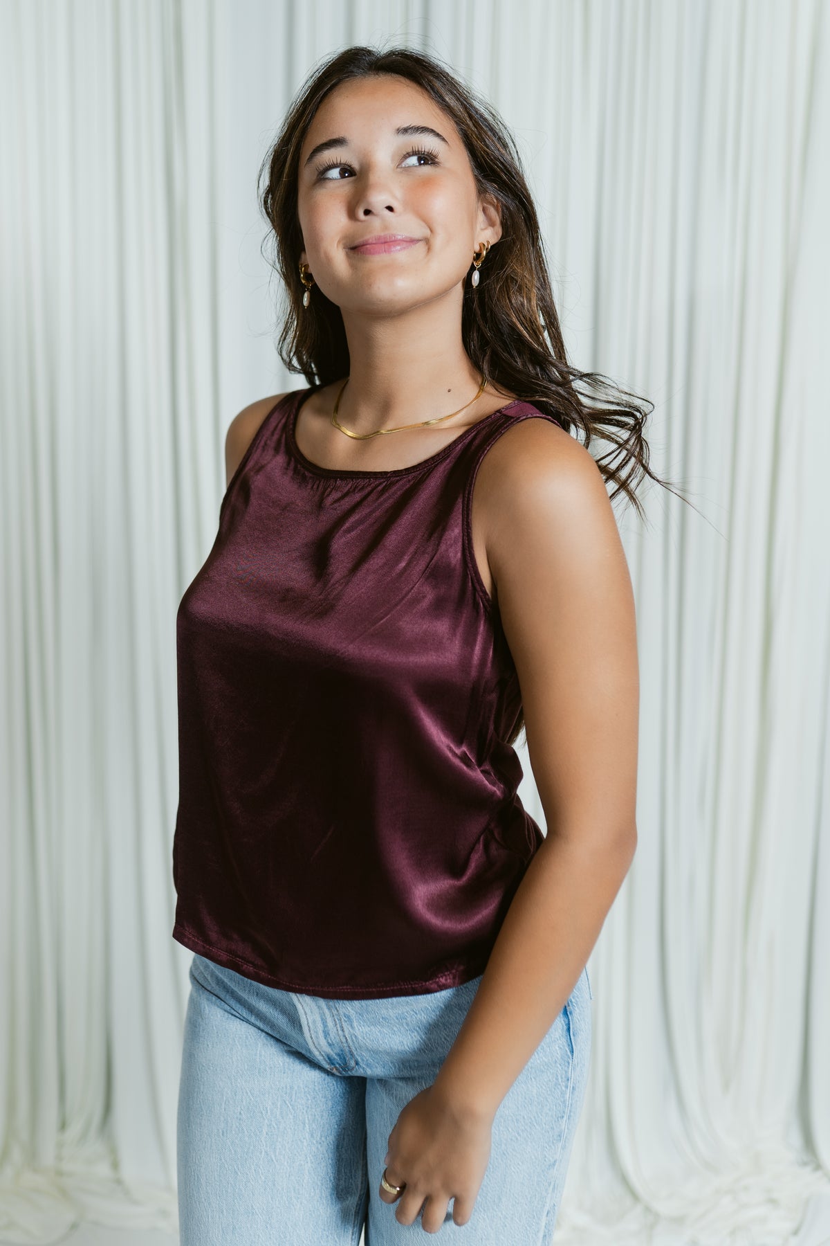 Alara Jersey Back Satin Tank Top