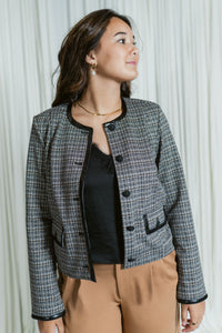 Tweed Button Down Tailored Jacket