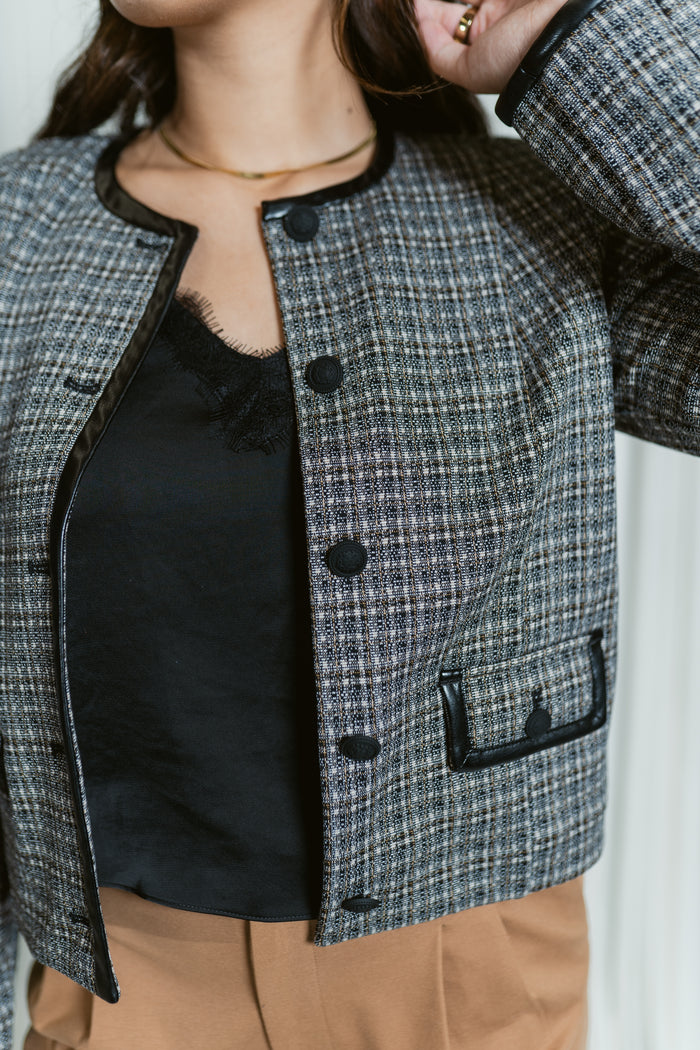 Tweed Button Down Tailored Jacket