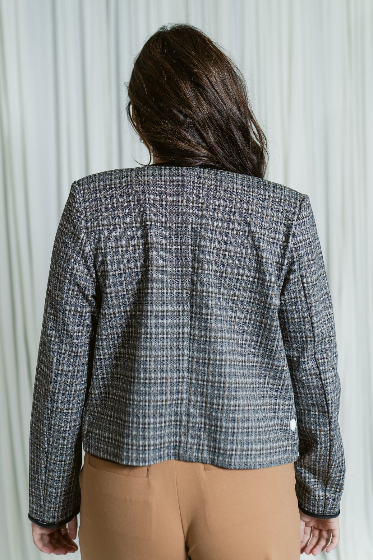 Tweed Button Down Tailored Jacket