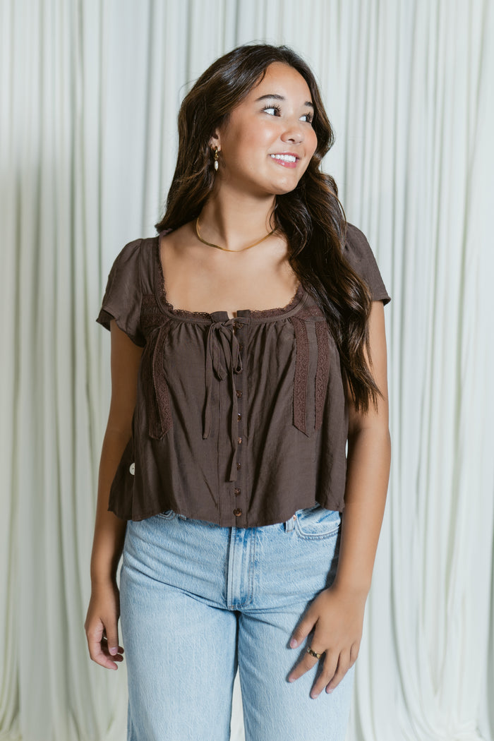 Georgia Lace Detail Short Sleeve Blouse