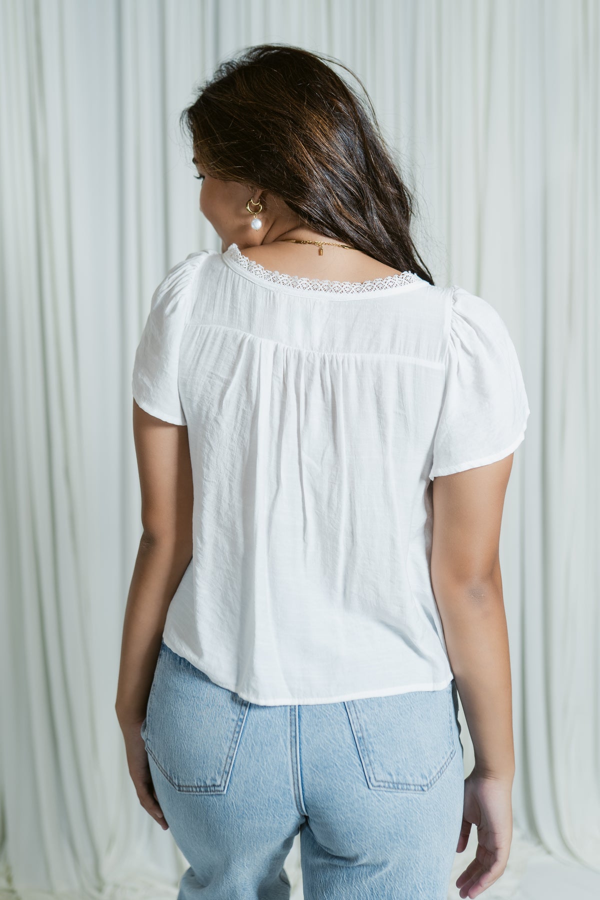 Georgia Lace Detail Short Sleeve Blouse
