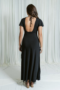 Verona Deep V Flutter Sleeve Maxi Dress