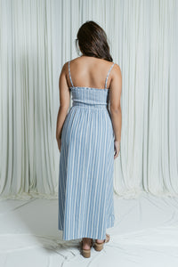 Beck's Boardwalk V-Neck Smocked Bodice Midi Dress
