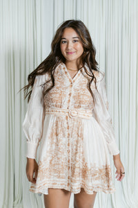 Sunday in Provence Button Down Mini Dress W/ Belt