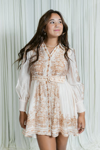 Sunday in Provence Button Down Mini Dress W/ Belt