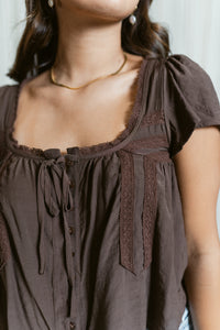 Georgia Lace Detail Short Sleeve Blouse