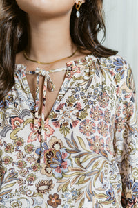 Fairytale Floral V-Neck Long Sleeve Blouse
