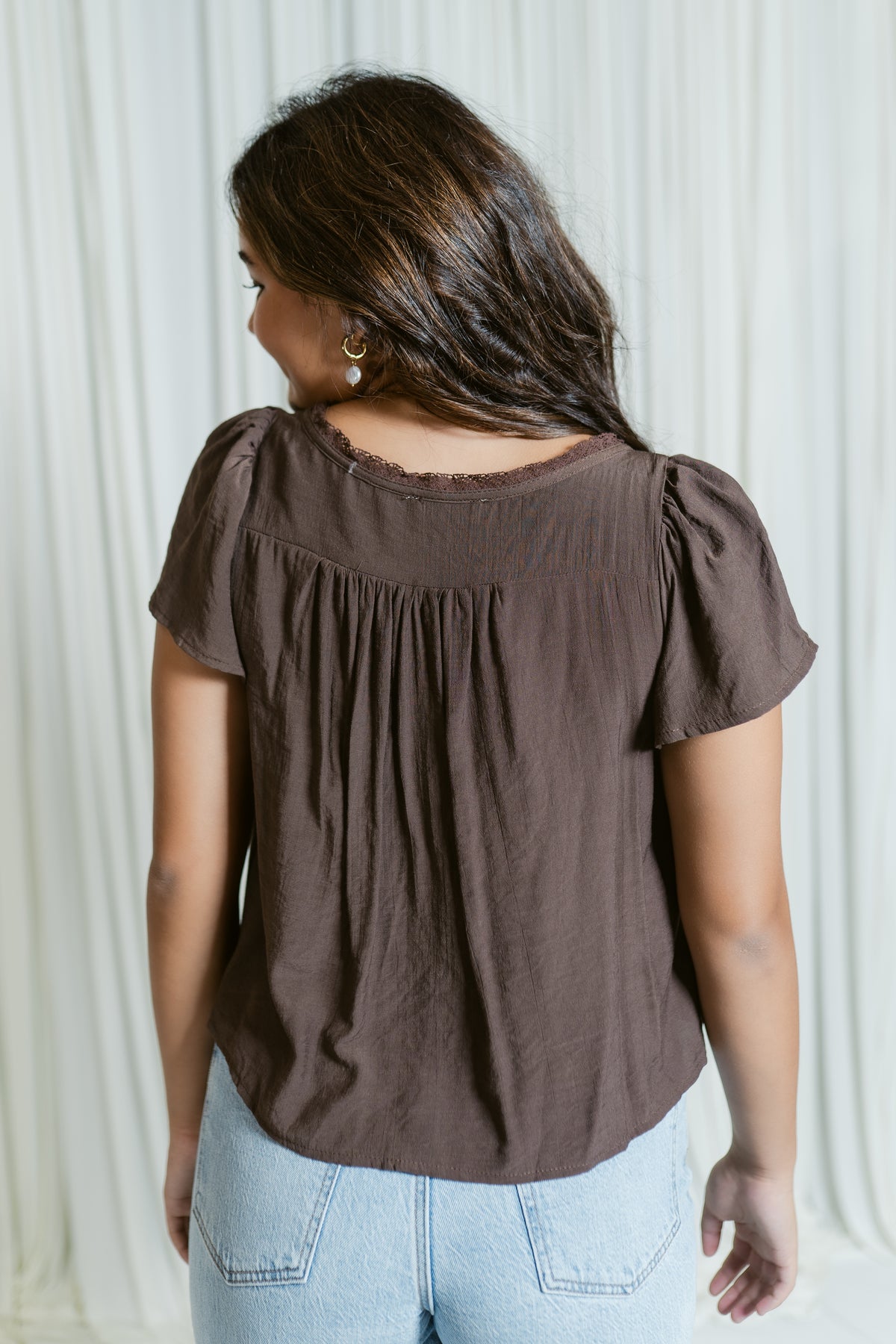 Georgia Lace Detail Short Sleeve Blouse