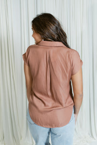 The Staple Button Down Cap Sleeve Blouse