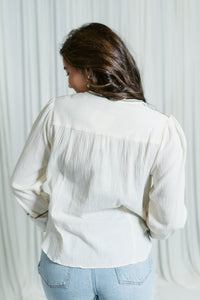 Prarie Bloom Split Neck Embroidered Blouse