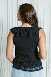 Eleanor V-Neck Button Down Ruffle Top