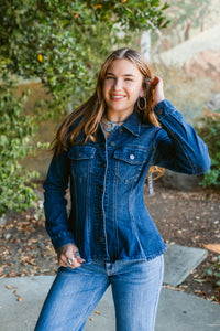 Fit and Flare Trucker Denim Jacket