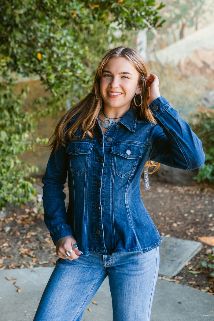 Fit and Flare Trucker Denim Jacket
