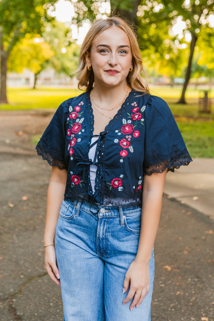 Moonlit Floral Blouse
