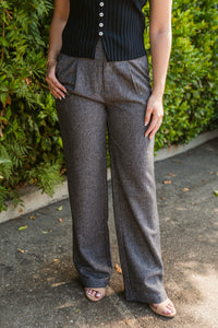 Liv Herringbone Wide Leg Trousers
