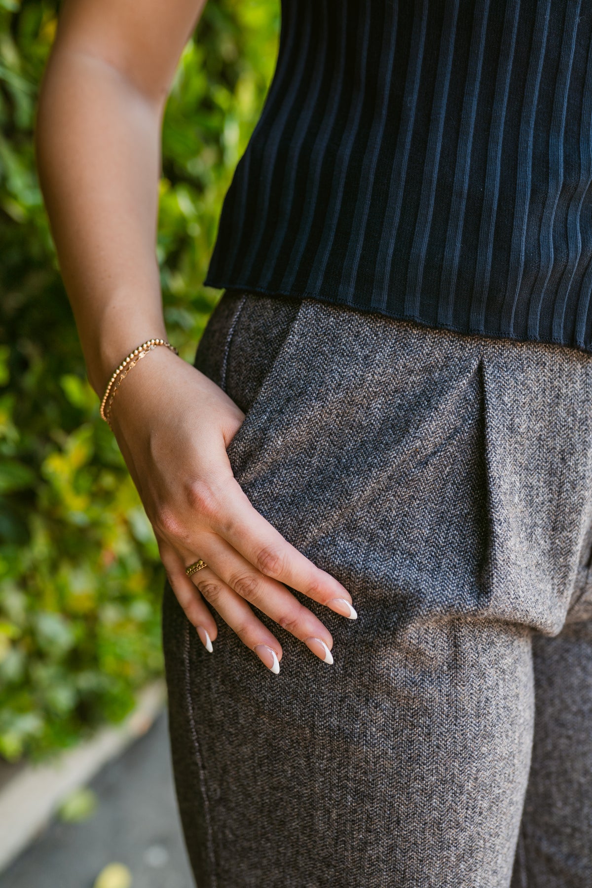 Liv Herringbone Wide Leg Trousers