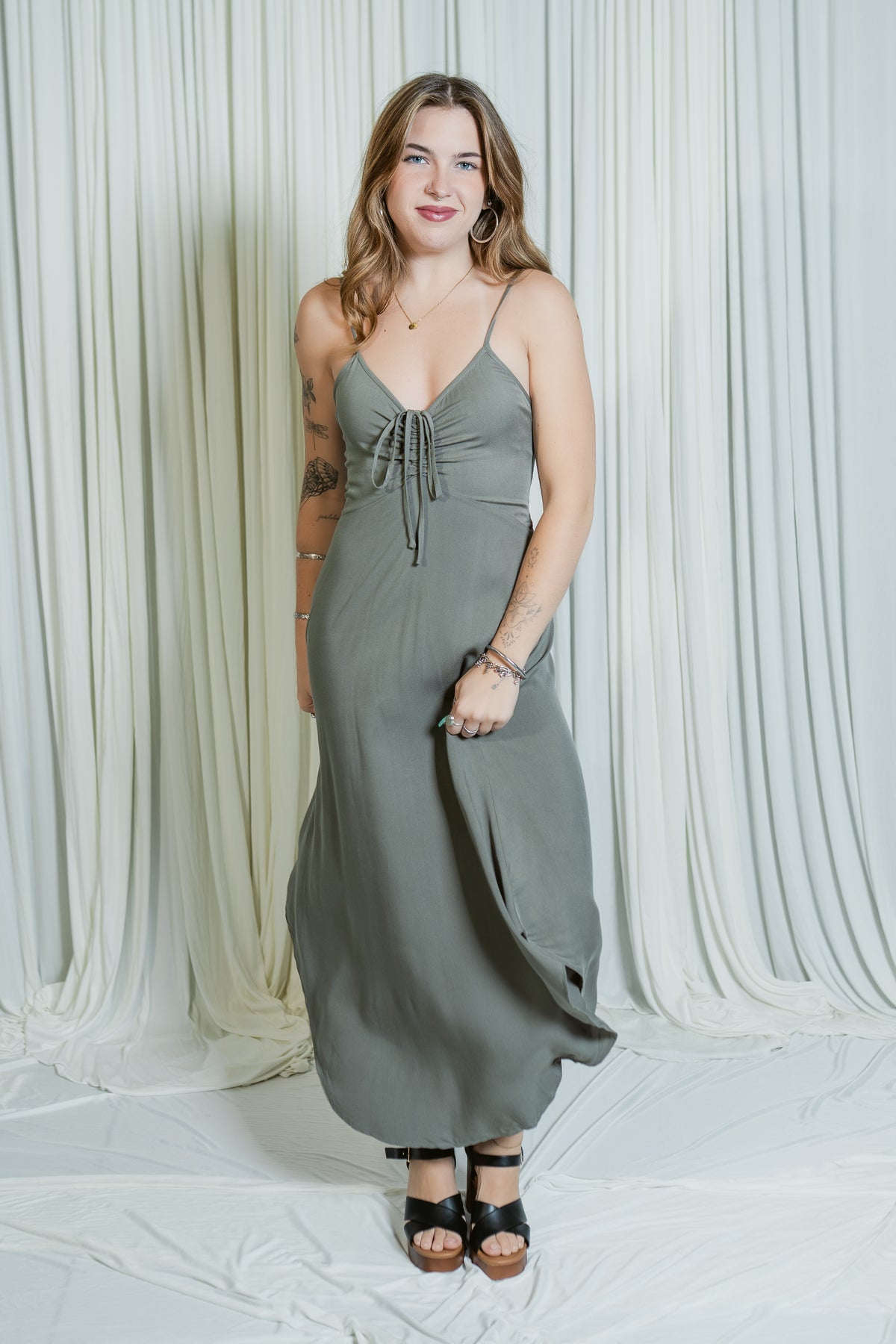 Estelle Ruched Midi Dress