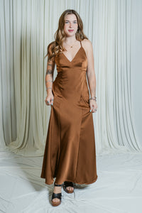 Etta Satin Cross-Back Maxi Dress