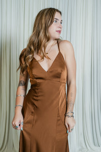 Etta Satin Cross-Back Maxi Dress
