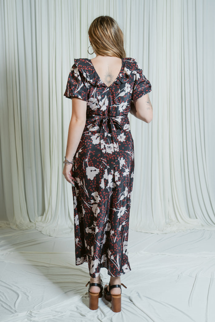 Vivian Puff Sleeve Ruffle Maxi Dress