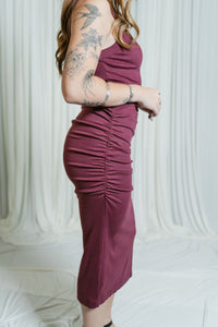 Wren Ultra Ribbed Ruched Midi Dress