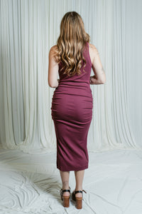 Wren Ultra Ribbed Ruched Midi Dress