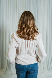 Willow Embroidered Split-Neck Blouse