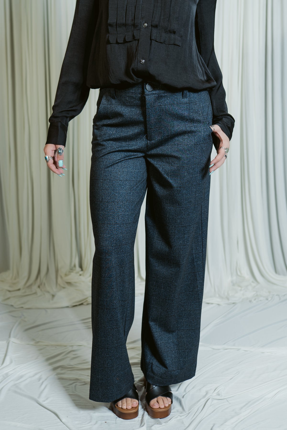 Navy Notion Plaid Trousers