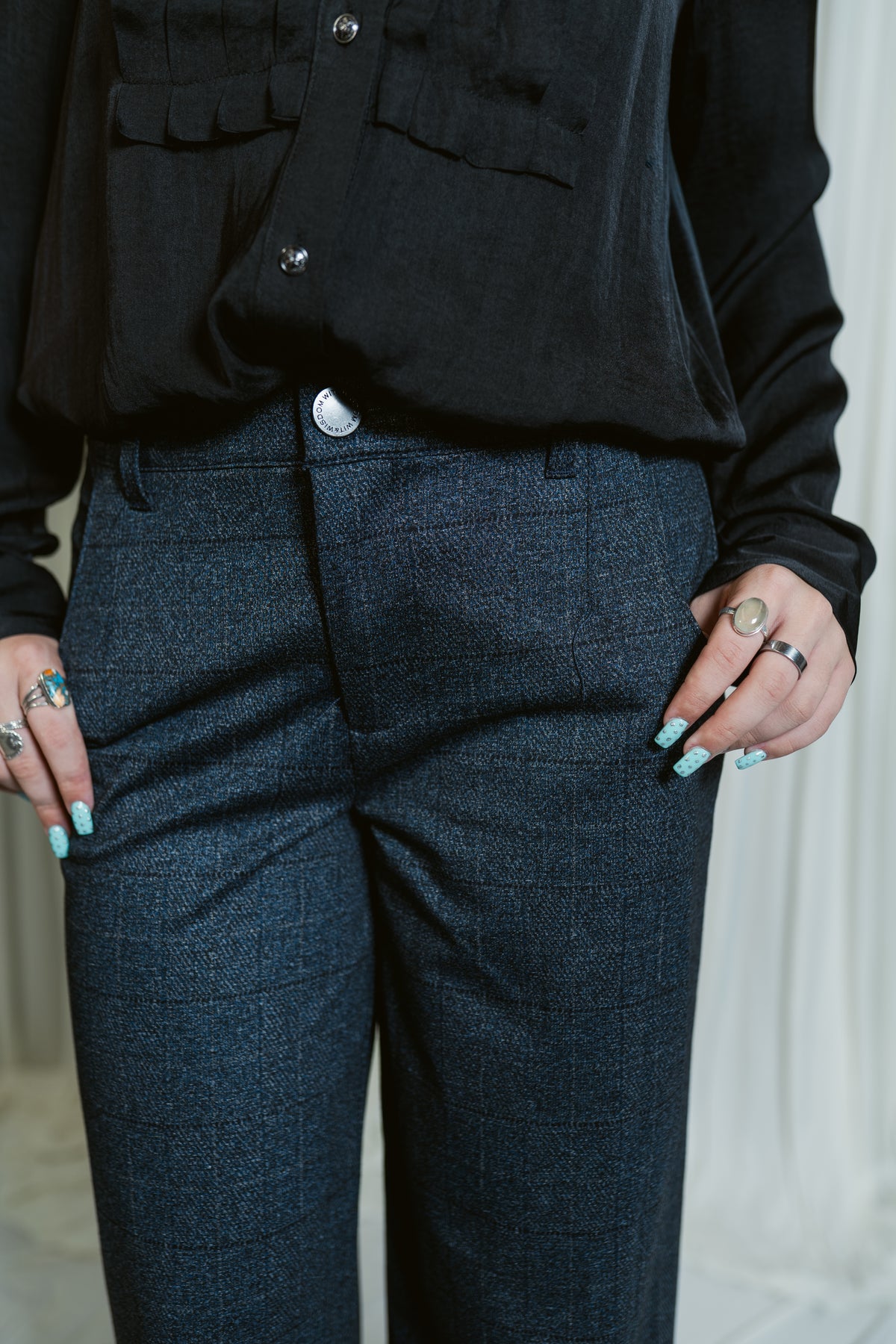 Navy Notion Plaid Trousers