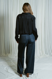 The Long Sleeve Pleated Tuxedo Blouse