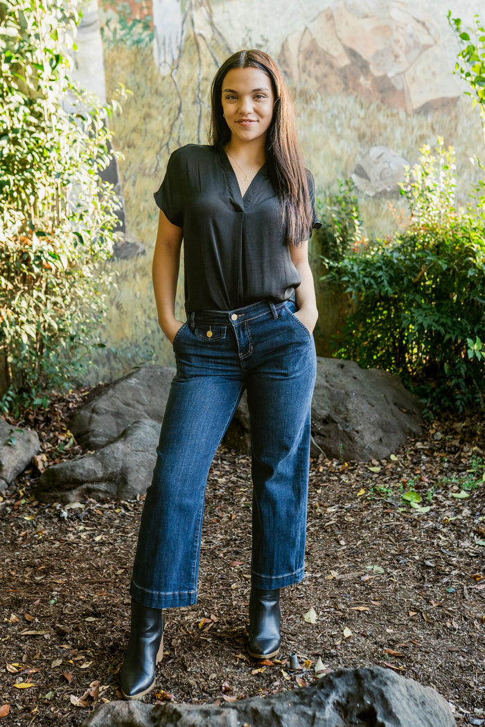 Stride Wide Leg Denim W/ Trouser Details