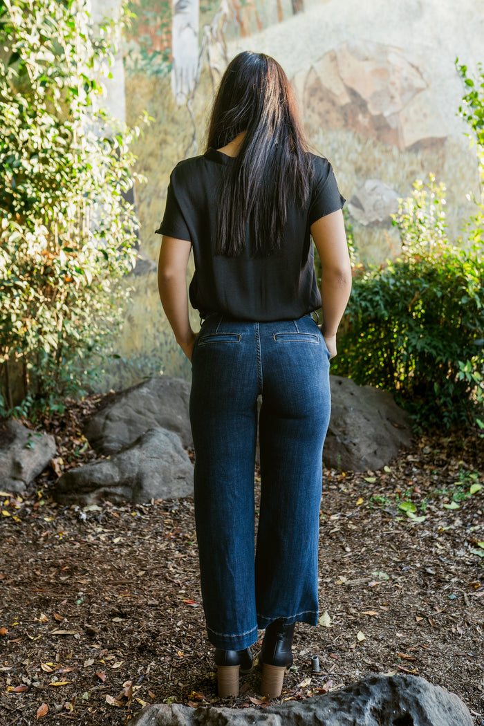 Stride Wide Leg Denim W/ Trouser Details