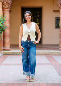 Taimi Crochet Keyhole Sweater Vest