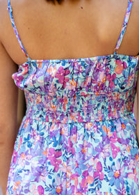 Lila Gathered Bust Midi Dress W/ Ruffle Hem