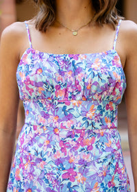 Lila Gathered Bust Midi Dress W/ Ruffle Hem
