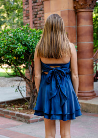 Key to the Kingdom Strapless Mini Dress W/ Open Tie Back