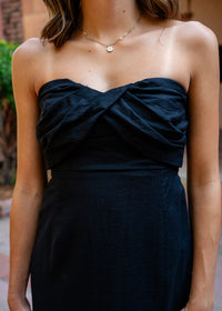 Dovi Strapless Twist Midi Dress W/Side Slit