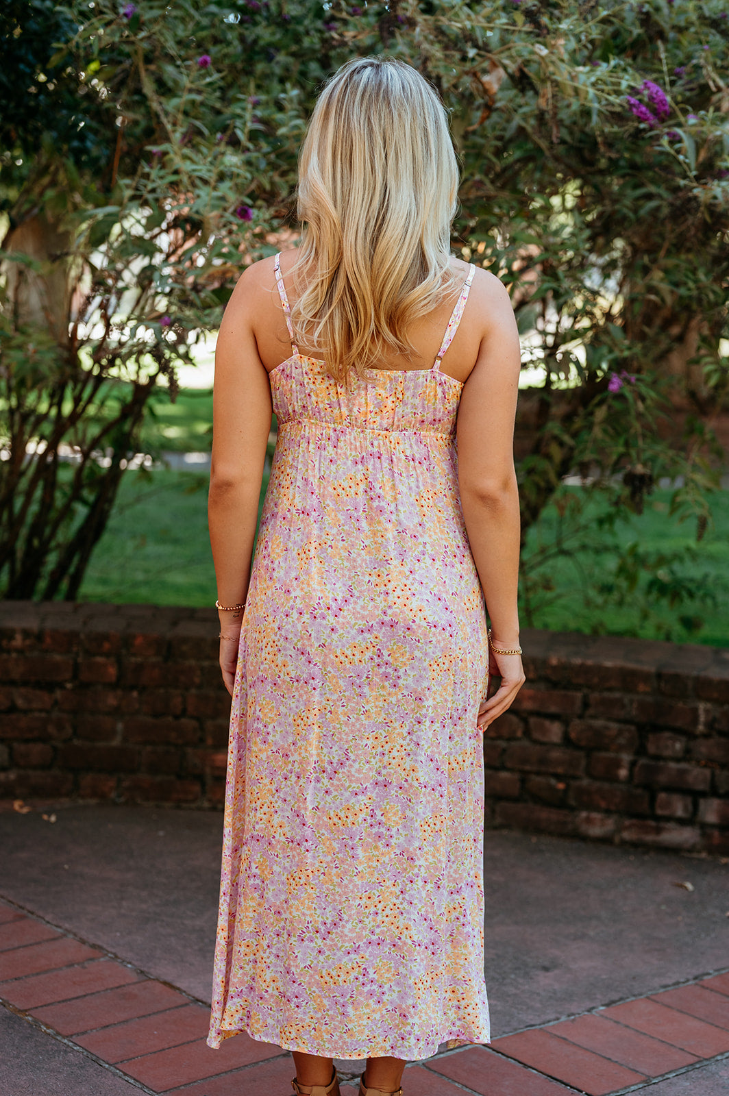 Cotton Candy Floral Maxi Dress W/ Lace Sweetheart Detail