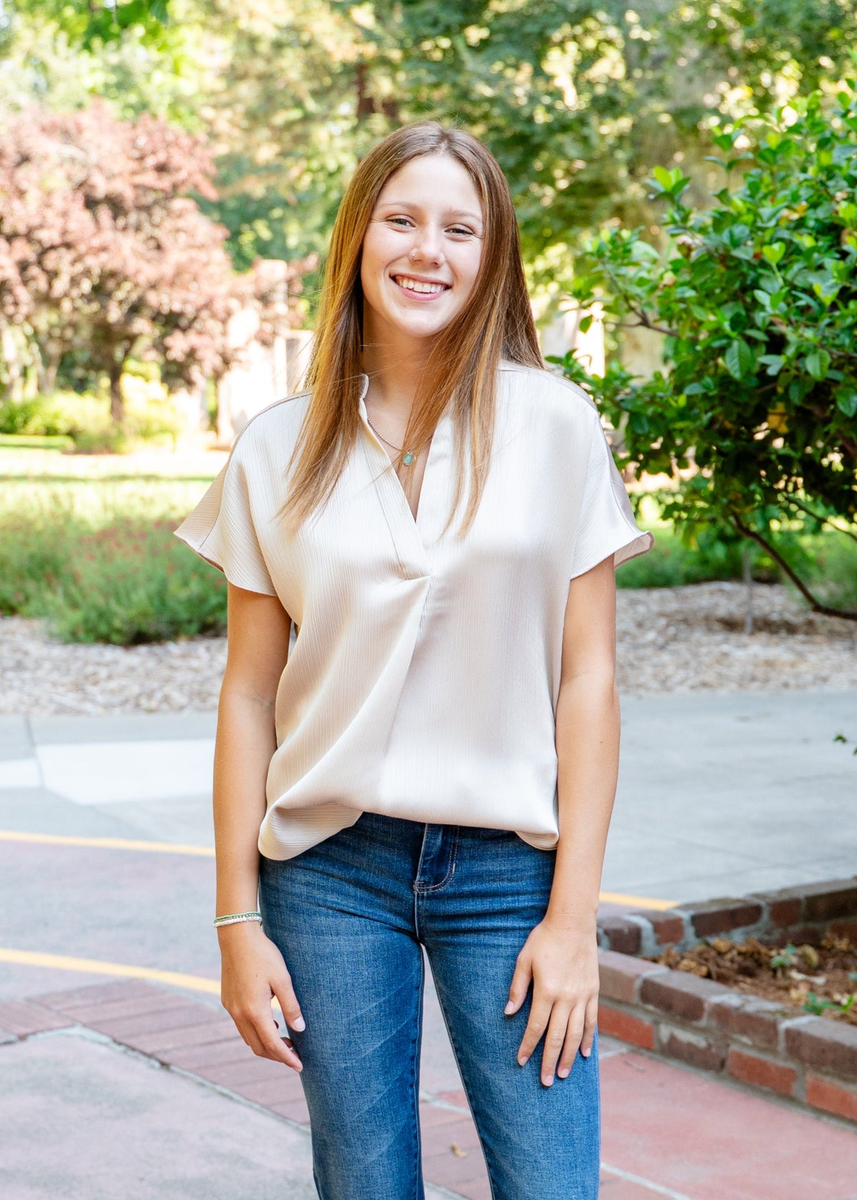 Celeste Crinkle Drop Shoulder Blouse