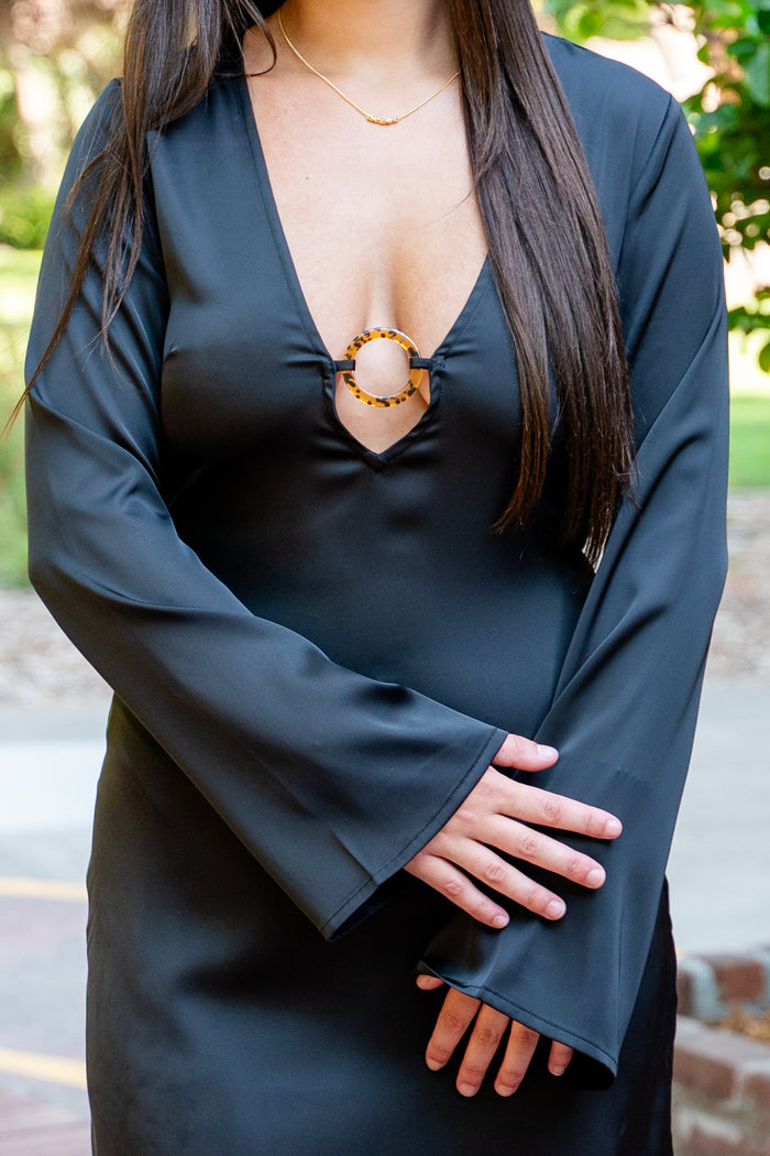 O-Ring Midnight Long Sleeve Mini Dress
