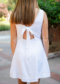 Tied Open Back Eyelet Detailing Mini Dress
