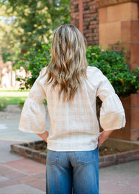 Woven Whim Blouse W/ Embroidered Sleeve Detail