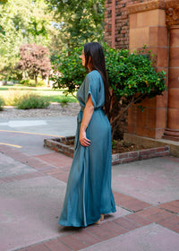 Kimono Sleeve Belted Maxi Dress W/ Slit