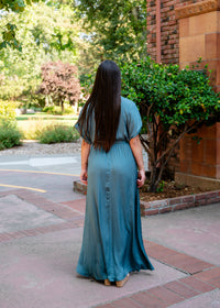 Kimono Sleeve Belted Maxi Dress W/ Slit