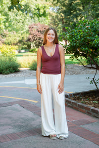 Elastic Smock Waisted Boomerang Pant