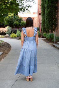 Willow Grace Tiered V-Neck Midi Dress W/ Pockets